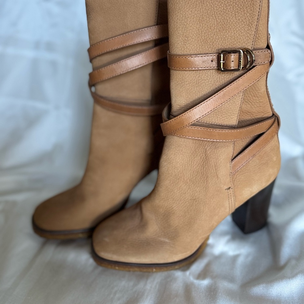 Tan Leather Boots, Tory Burch, size 10